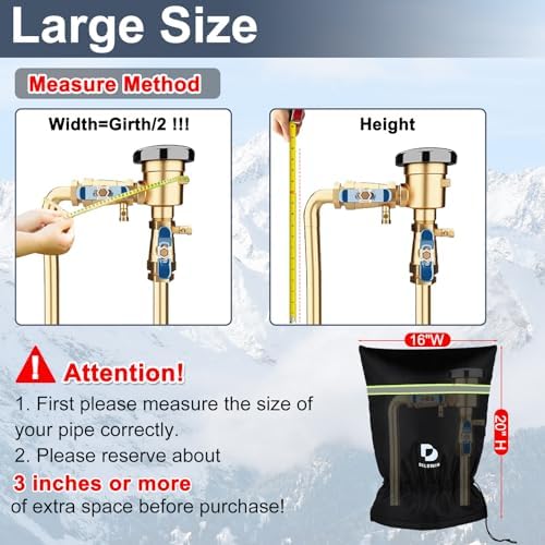 DELSWIN Backflow Preventer Pipe Insulation Cover - 16" W X 20" H Insulated Pouch for Winter Freeze Protection, Waterproof Sprinkler Valve Covers for Outside Irrigation, Well Head, Well Pump, Faucet - Image 2