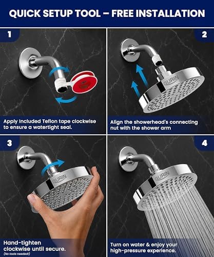 GURIN Shower Head - Premium Polished Chrome Finish - Rain Showerhead 6 Inch - Image 4