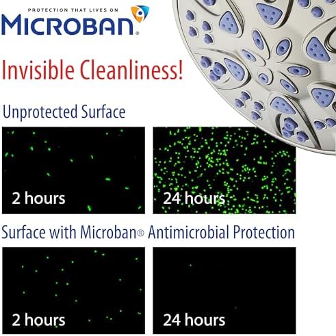AquaDance Antimicrobial – Anti-Clog High-Pressure 6-Setting Shower Head with Microban Nozzle Protection from Growth of Mold, Mildew & Bacteria for Stronger Shower! 4" Sunset Blue - Image 4