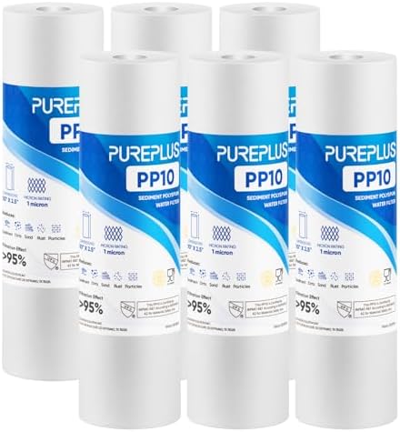PUREPLUS 1 Micron 10"x2.5" Whole House Sediment Water Filter PP10 6 Pack by PUREPLUS
