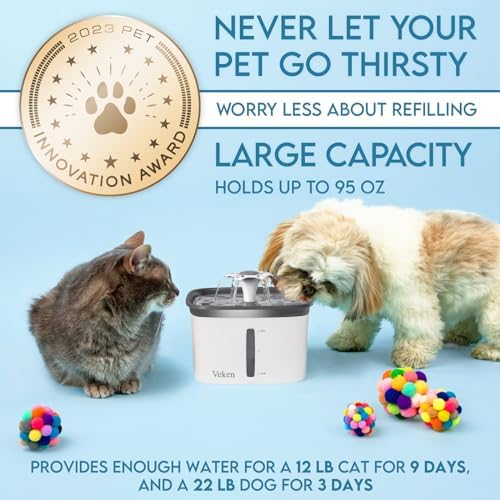Veken Innovation Award Winner 95oz/2.8L Cat Water Fountain, C1 Classic - Image 3