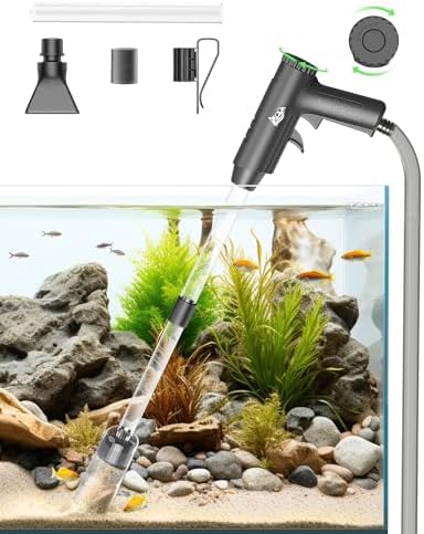 AQQA Aquarium Gravel Cleaner, 4-in-1 Upgrade Suction Power Manual Fish Tank Gravel Vacuum Cleaner Tools for Aquarium Water Changer with Water Flow Adjustment Use for Fish Tank Cleaning Gravel Sand by AQQA