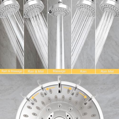 AISOSO High Pressure Rain Shower Head 5 Modes Showerhead 4.1" Chrome Silver - Image 4