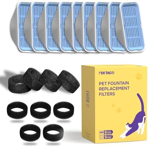 PEKTACO Cat Water Fountain Replacement Filters for 3.2L/108oz, 9 Pack - Image 7