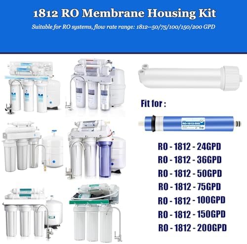 Reverse Osmosis Membrane 1812-75G RO Membrane Housing Kit, with 1/4 Quick Connector,Check Valve Set, for Residential Household Water Filtration System - Image 7