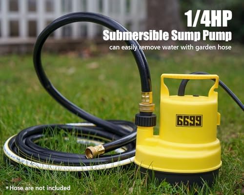 Submersible Sump Pump 1/4 HP 1500GPH Utility Pump Thermoplastic Electric Portable Transfer Water Pump with 10-Foot Cord for Pool Tub Garden Pond Draining Tankless Heater Flushing - Image 5