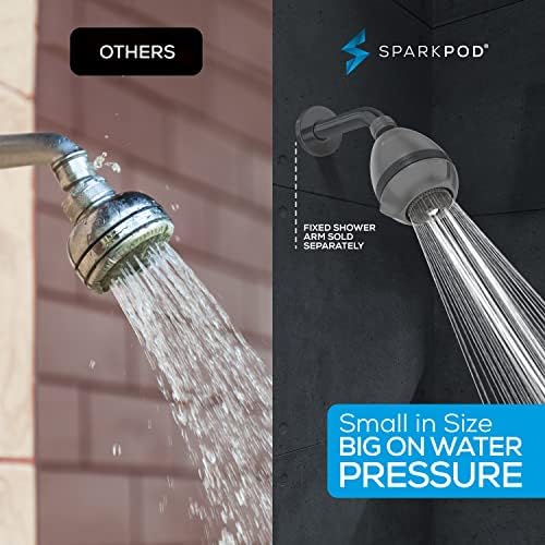 SparkPod High Pressure Shower Head, 3 Inch Fixed Showerhead, Charcoal Grey - Image 3