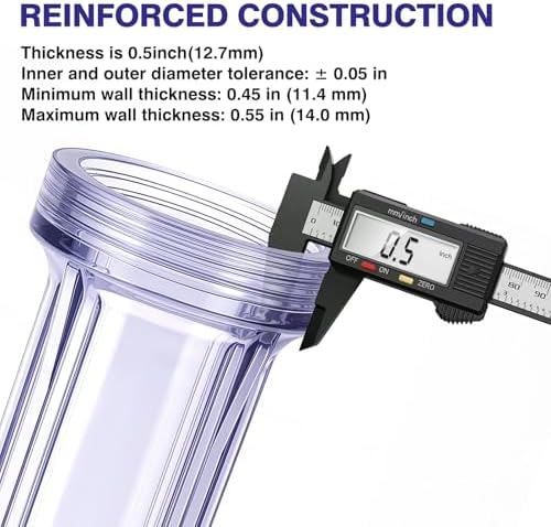 Geekpure 10-Inch Whole House Slim Water Filter Housing with Pressure Relief Valve - 3/4" NPT Brass Port-Fit for 2.5" x 10" Filters-Clear Pack of 3 - Image 4