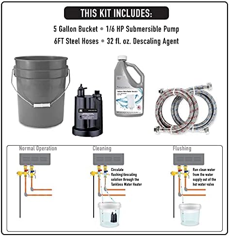 Allied Science Tankless Water Heater Flush Kit with Quart Liquid Descaling Solution and 1/6HP Extra Strength Pump - Image 3