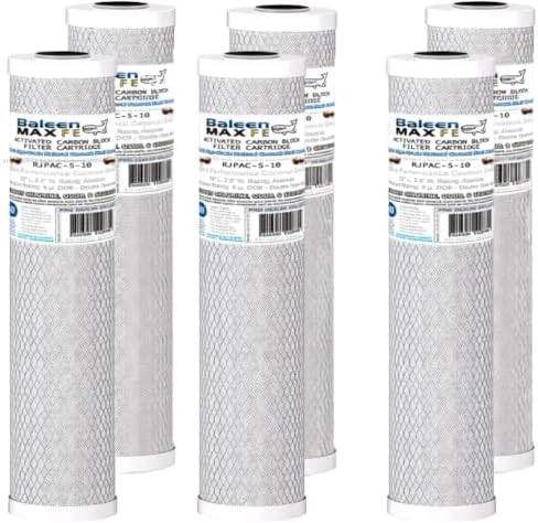 5 Micron 10" x 2.5" Coconut Shell Performance Carbon Filter Cartridge 6Pack by BaleenFilters