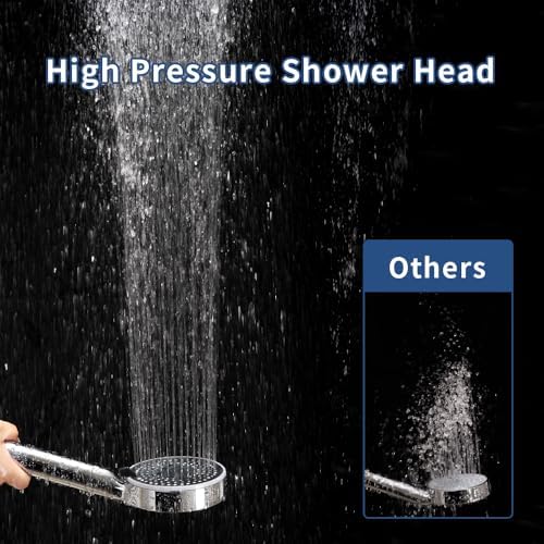Handheld Shower Head, High Pressure Shower Head With 80" Hose And Adjustable Bracket, Anti-Clog Nozzles, 5 Spray Setting Showerhead, Chrome - Image 2