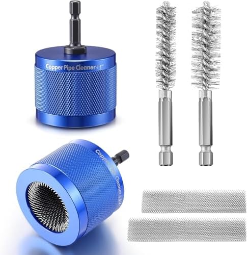 Copper Pipe Cleaner for Drill Set, 1/2", 3/4", Blue by Dreyoo