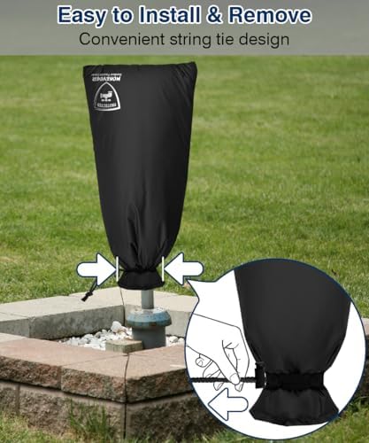 Enlarge Outdoor Faucet Cover for Winter Freeze Protection, 13” W x 30" H Hose Bib Covers Socks for Garden Lawn Faucets & Yard Hydrant, Reusable Long Insulated Spigot Cover, Black, 1 Pack - Image 6