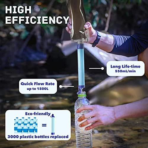Personal Water Filter Straw Outdoor Portable Filtration Emergency Survival Gear Water Solutions Tactical Gear for Hiking Camping Accessories Travel Hunting Fishing Outing Backpacking - Image 4
