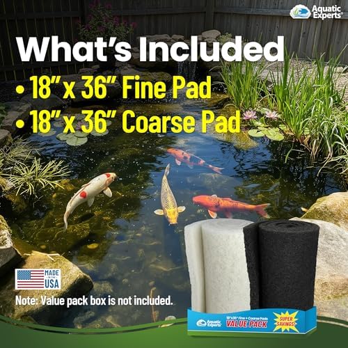Aquatic Experts Classic Koi Pond Filter Pad Bundle – Fine & Coarse Bulk Roll Pond Filter Media, Ultra Durable Reusable Fish Pond Filter Material (Fine: 18" x 36", Coarse: 18" x 36") - Image 2