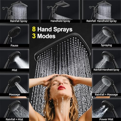 12-Inch High Pressure Rain Shower Head with Handheld Spray Combo, Magnetic - Image 3