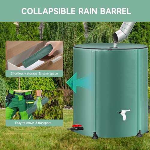 Collapsible Rain Barrel Water Storage Containers-105 Gallon Portable Rainwater Collect System Water Tank to Collect Rainwater from Gutter Downspout Water Catcher with Spigots,Filter＆Overflow Kits - Image 3