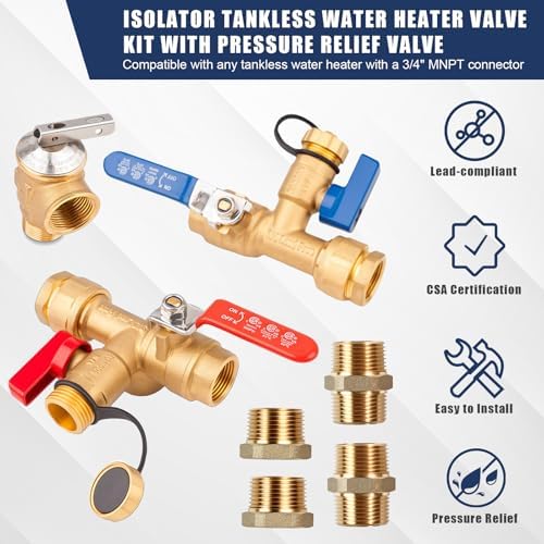Tankless Water Heater Valve Kit, PRV 3/4"-1/2" NPT - Image 2