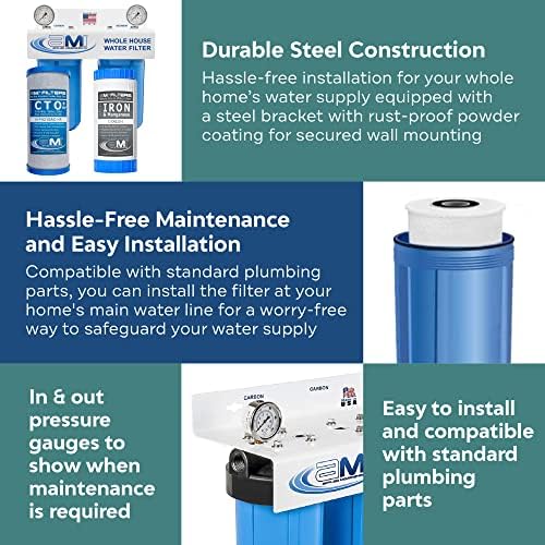 Applied Membranes Inc. 2-Stage Whole-House Water Filter System, 1 Carbon and 1 Iron Filter Cartridge, 4.5x10-Inches - Image 5