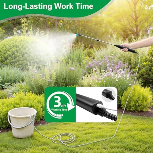 SideKing 23.6" Battery Powered Sprayer Wand, 2025 Upgraded Electric Sprayer Telescopic Wand with 3 Spray Forces, Battery Indicator, 16.4FT Hose, 3 Mist Nozzles for Lawn and Garden - Image 6