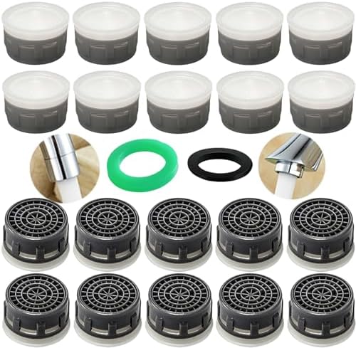 Faucet Aerator 1.2 GPM Flow Restrictor Plug-In Faucet Aerator Replacement Parts for Bathroom or Kitchen (white 20 Pieces) by BOETOADG