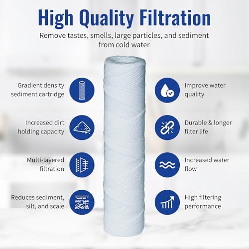 CFS 5 Micron String Wound Sediment Filters for Campbell 1SS, PPW10, 10 Pack - Image 2