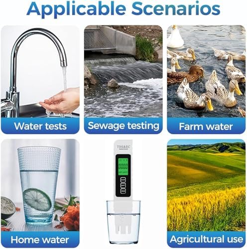 4 in 1 Digital Water Tester, 2026 New TDS Meter Digital Water Tester, TDS EC & Temperature Meter, 0-9990PPM Digital Water Tester with Display & ATC for Drinking Water Aquariums Swimming Pool (1) - Image 5