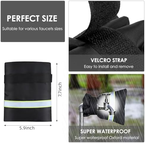 Velcro Thickened Anti-Freeze Outdoor Faucet Socks - Reusable Hose Bib Covers with Reflective Strips for Winter Freeze Protection, Cold Weather - Image 2