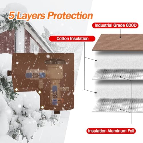 Backflow Preventer Insulation Cover for Vacuum Breaker, 13"W x 12"H, Brown - Image 3