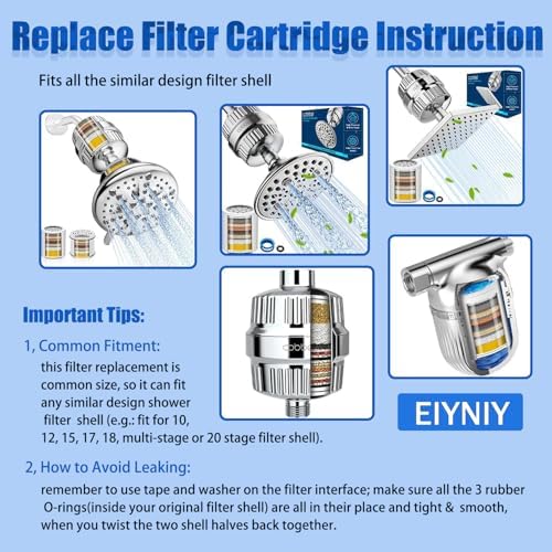 Universal Shower Filter Replacement Cartridge | Clinically Tested to Remove Chlorine, Heavy Metals & Balance pH | for Healthier Skin, Hair & Nails | Fits Most 15/20-Stage Housings | 2-Pack - Image 4
