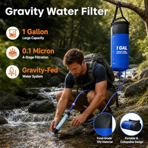 Survival Water Filter Kit, 1 Gallon Gravity Water Filter System - Image 7