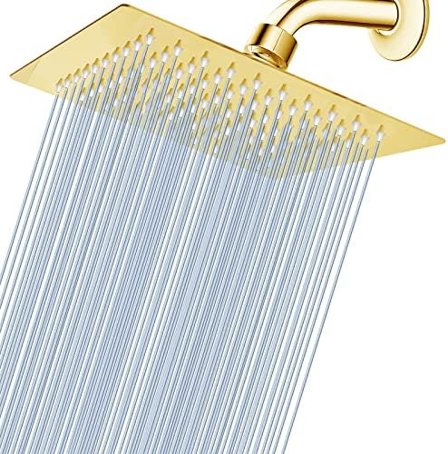 Voolan Rain Shower head, High Pressure Shower Head Made of 304 Stainless Steel, Relaxed Shower Experience Even at Low Water Flow and Pressure(8" Gold) by Voolan
