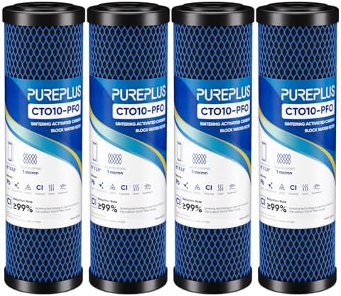 PUREPLUS 1 Micron 2.5" x 10" Whole House PFAS Removal Water Filter,4 PACK by PUREPLUS