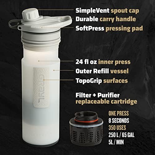 GRAYL GeoPress 24 oz Water Purifier & Water Filter Bottle, Peak White - Image 3