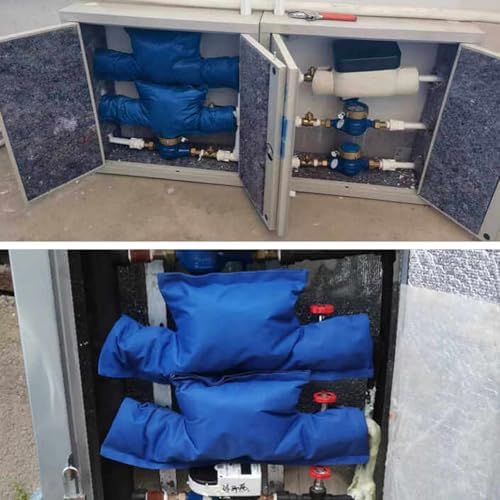 Insulated Water Meter Cover, Double-Sided Oxford Cloth Pipe Insulation Cover, Outdoor Backflow Preventer Insulation Cover, for Water Meter Freeze Protection(Blue) - Image 7