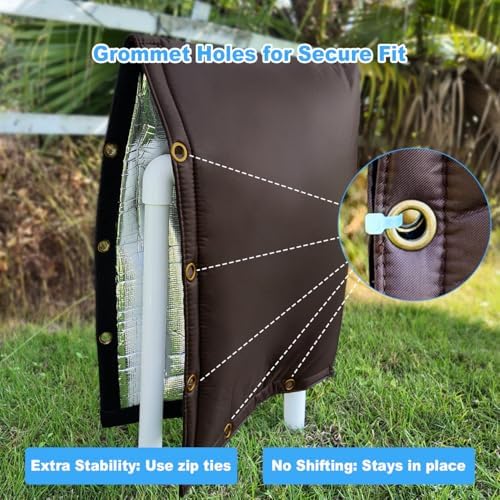 Backflow Preventer Cover for Winter Freeze Protection, Five-Layer Insulation Design, Hook and Loop Openings with Grommet Holes,Outdoor Pipe and Sprinkler Cover,30''W x 24''H- Brown - Image 5