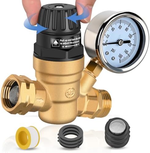 Nilight RV Water Pressure Regulator Adjustable Handle Valve with Gauge by Nilight