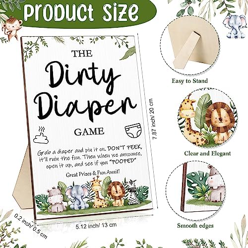 Roowest 51 Pcs Dirty Diaper Baby Shower Games, Animals Blue - Image 2
