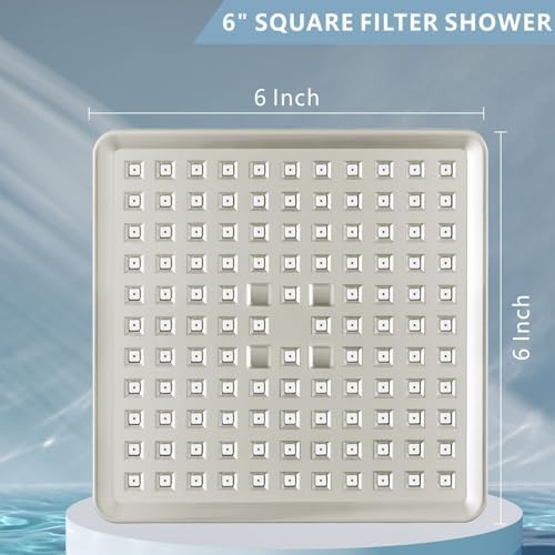High Pressure Rain Shower Head with Filtered - 6" Square Showerhead Filter for Remove Chlorine and Harmful Substances, Improve Hair and Skin Problems, Brushed Nickel - Image 4