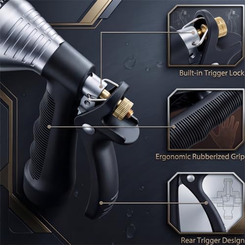 GREEN MOUNT Water Hose Nozzle 2-Pack, Zinc Alloy Garden Spray Nozzle with Adjustable Spray Patterns, Leakproof Rustproof Trigger Lock for Outdoor Cleaning & Car Wash, Silver& Blue - Image 5