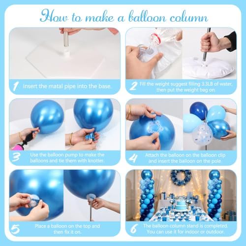 Blue Balloon Column Stand Kit Set of 2 for Floor - Image 5