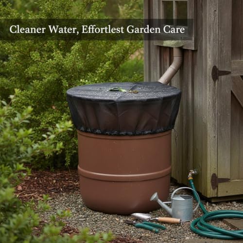Black Polyester Rain Barrel Mesh Filter Cover, Debris Screen for Open-Top Water Containers up to 39.4 Inches, 1 Pack - Image 2