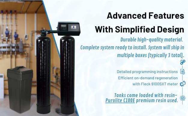 AFWFilters Fleck 9100SXT Dual Tank Water Softener, 96K Grain Total - Image 3