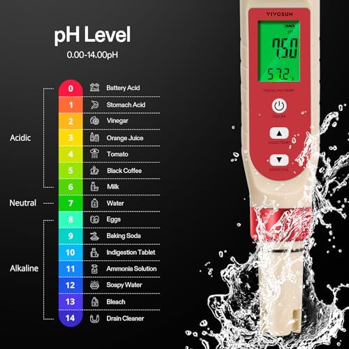 VIVOSUN 4-in-1 Digital pH Meter with pH/TDS/EC/Temp Function, 0-14.0 pH Measurement Range, ±0.1 pH Accuracy Water Quality Tester for Hydroponics, Household Drinking, and Aquarium - Image 2