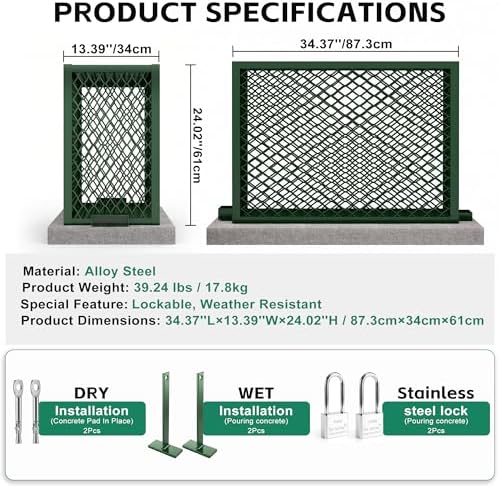 Steel Backflow Preventer Cover, 34.37" L × 13.39" W × 24.02" H-3 pcs - Image 2