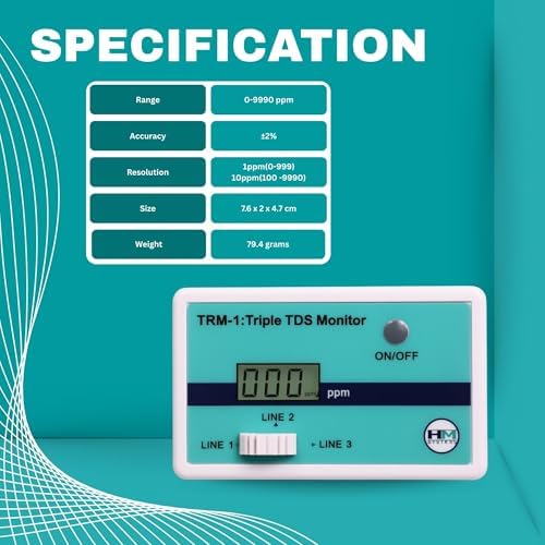 HM Digital Triple Inline RO/DI TDS Monitor with 1/4 inch T-Fittings - Image 5