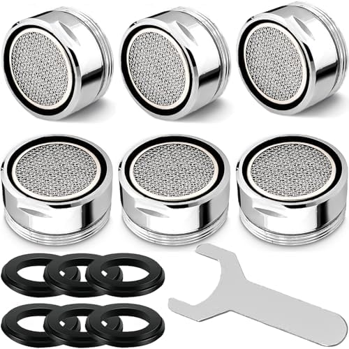 6Pcs Bathroom Faucet Aerator Replacement with Brass Shell 15/16 Inch 24mm External Thread Aerator Faucet Filter with (Silver) by MOILINJAEY