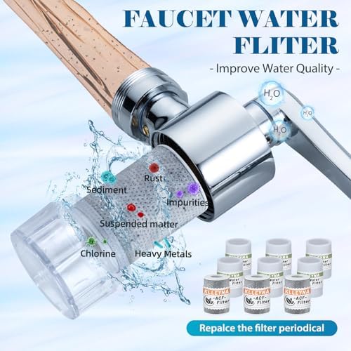Sink Water-Filter- Kitchen Bathroom Swivel Faucet Aerator, Water Filter with Active Carbon for Water Purifier System & Skin Care, Kitchen Faucet Filter Tap Attachment(Gray) - Image 3