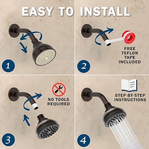Aqua Elegante Pressure Boosting Shower Head - 1.8 GPM - Oil-Rubbed Bronze - Image 5