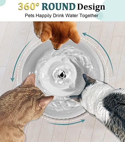 Ceramic Cat Water Fountain, Pet Ceramic Water Fountain Dispenser, 2.1 L Drinking Fountains Bowl for Cats and Dogs with Replacement Filters and Foam(White) - Image 5